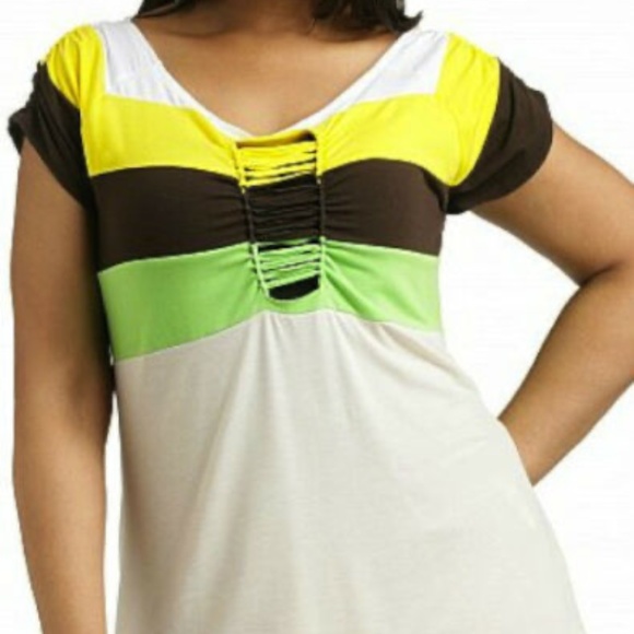 NWT ROCAWEAR  Y2K Colorblock Multicolor Rasta Slash Jersey Shirt Top 2X  PLUS - Picture 6 of 15